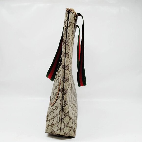 Vintage Gucci Tote Bag Sherry Line Brown PVC 4521606 - Picture 3 of 8